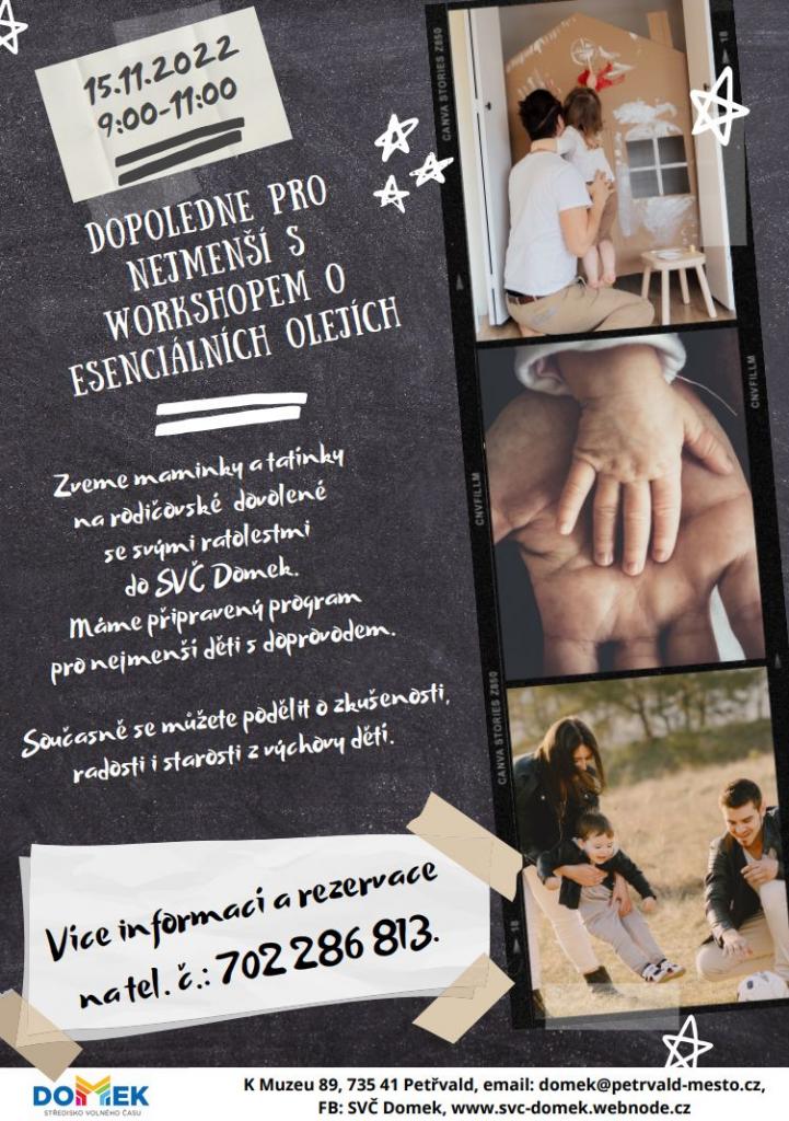 Dopoledne pro&nbsp;nejmenší SVČ DOMEK, 15.11.2022 9:00 - 11:00 hod., Setkání dětí a&nbsp;rodičů na&nbsp;mateřské dovolené