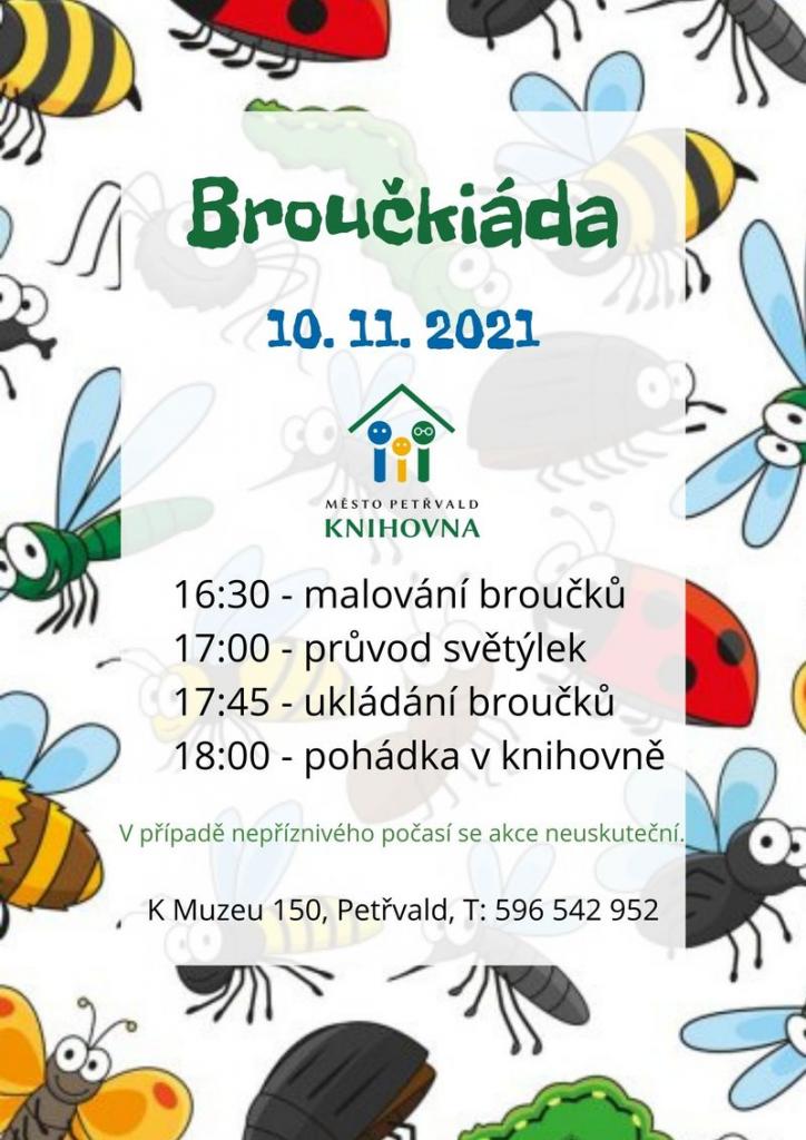Broučkiáda v knihovně, Knihovna, 10.11.2021 od 16:30 hod., malování broučků, průvod, ukládání, pohádka