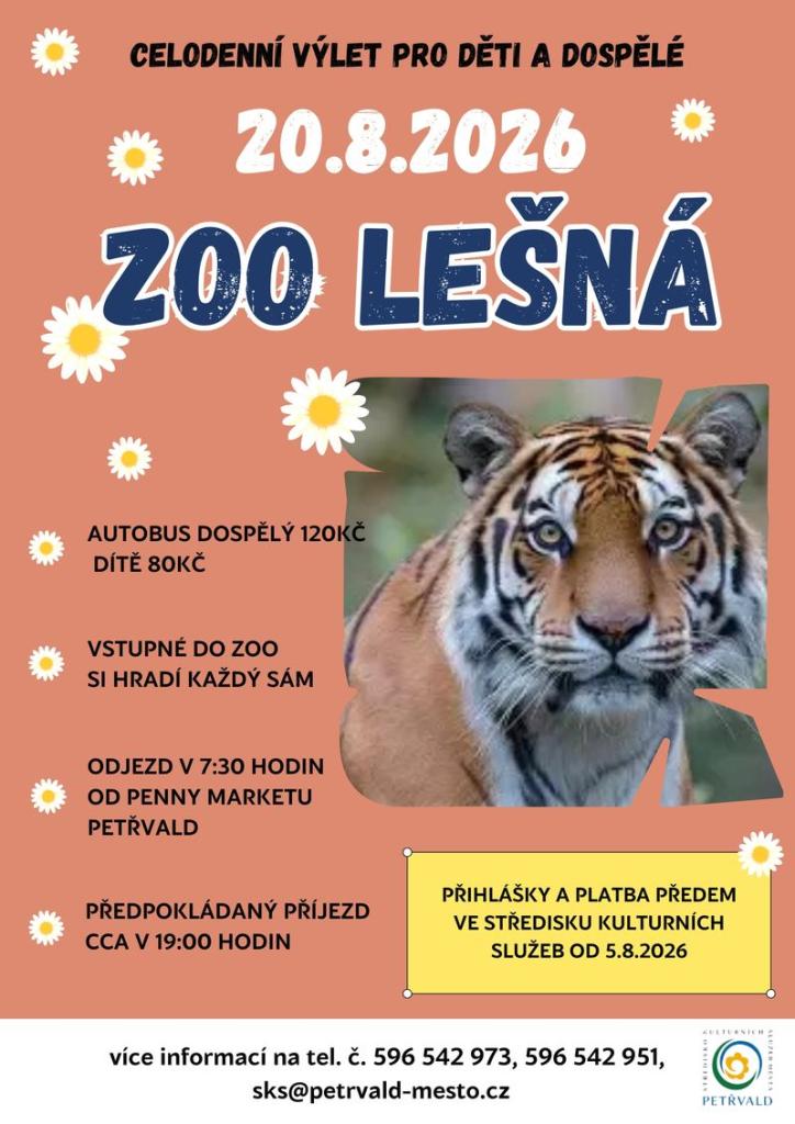 ZOO Lešná (výlet) SKS, 20.8.2026, 7:30 hod. od&nbsp;Penny Marketu, Výlet do&nbsp;ZOO Lešná 