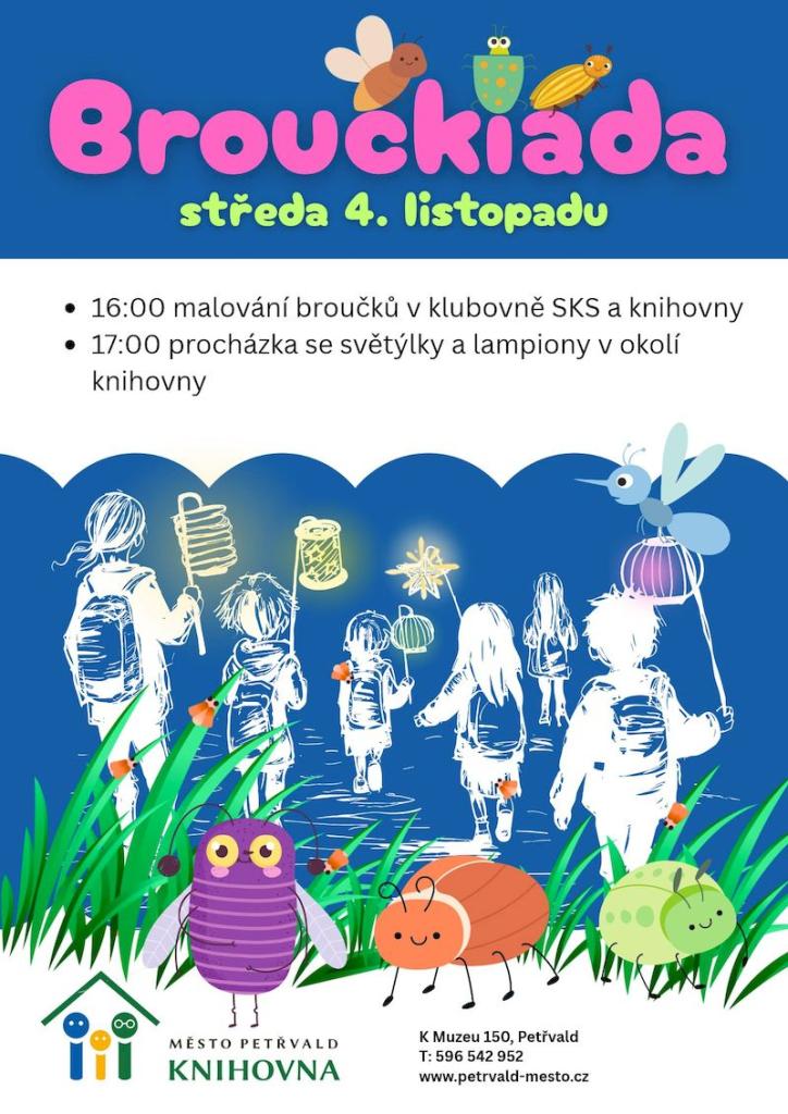 Broučkiáda Knihovna, 4.11.2026, 16:00 hod., Malování broučků v&nbsp;knihovně, procházka se&nbsp;světýlky