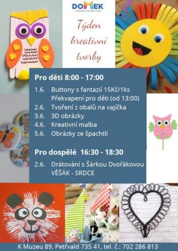 Týden kreativní tvorby v DOMKU, 1.6. až 5.6.2020