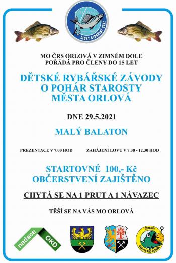 Místní organizace českého rybářského svazu Orlová pořádá za spoluúčasti města Petřvald Dětské rybářské závody.  Závody se uskuteční dne 29.5.2021 v lokalitě Malý Balaton od 7:00 hod.