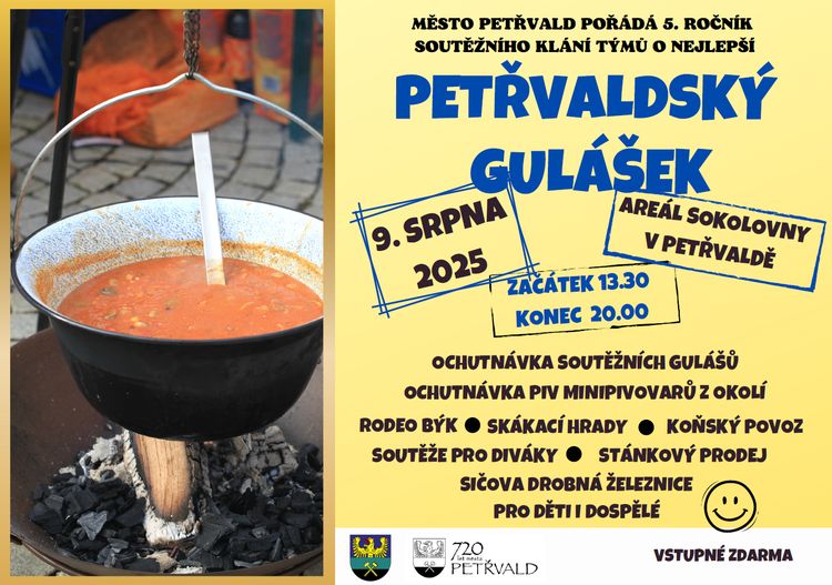 Petřvaldský gulášek Areál Sokolovny v Petřvaldě, 9.8.2025 od 13:30 hod., Soutěžní klání týmů o nejlepší petřvaldský gulášek