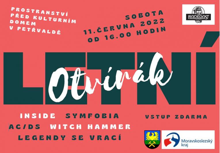 Letní otvírák. Tradiční zábava na začátku léta v Petřvaldě před kulturním domem. 11.6.2022 od 16:00 hodin.