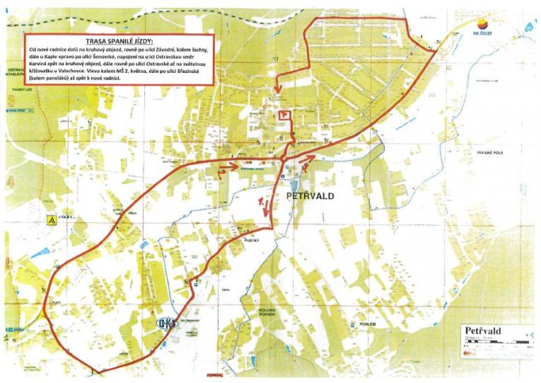 Trasa spanilé jízdy veteránů dne 18.9.2021