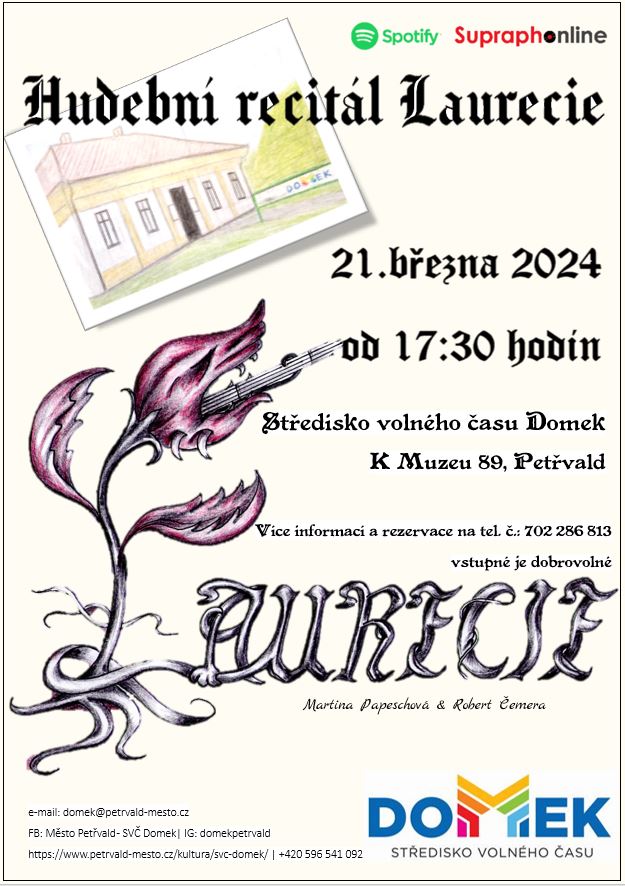 Laurecie SVČ DOMEK, 21.3.2024, 17:30 hod., Hudební recitál Laurecie