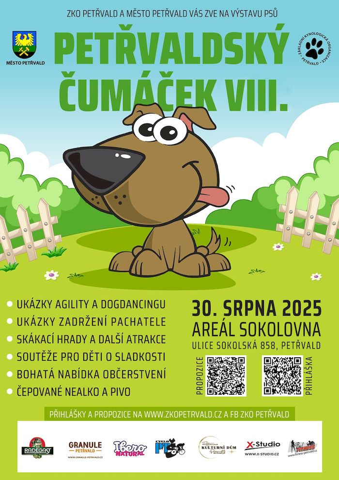 Petřvaldský čumáček 30.8.2025, Areál Sokolovny v Petřvaldě, Výstava psů s bohatým programem pro malé i velké